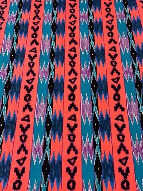 Southwestern Geometric Tribal Print Fabric Orange Turquoise Purple. 8.5 yds 44"
